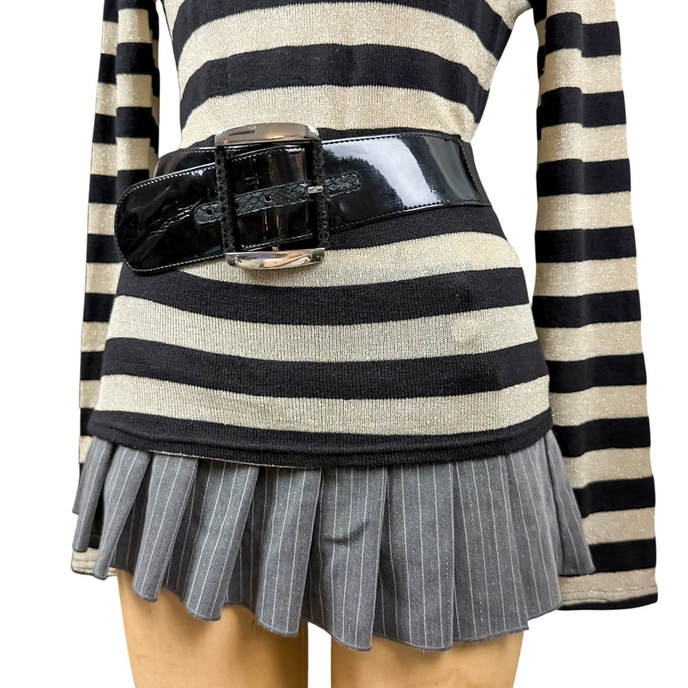 White House Black Market Patent Wide Stretch Statement Belt Snake Print XS Y2K - Picture 4 of 9